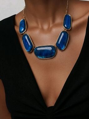Charter Club  silver and blue tone necklace & earrings set vintage